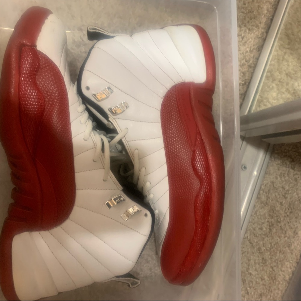 Jordan XII Cherry White and Red High-Top Sneakers